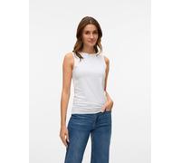 Shirttop VERO MODA "VMPANDA MODAL SL TOP JRS NOOS", Damen, Gr. XS, weiß (hellweiß), Jersey, Obermaterial: 48% Baumwolle, 48% Modal, 4% Elasthan, unifarben, figurbetont normal, U-Boot-Ausschnitt, Tops