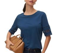 Vero Moda T-Shirt Damen VMIVACY 2/4 O-Neck Top – 100% Baumwolle, Regular Fit – Dark Denim M