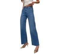 High-waist-Jeans VERO MODA "VMVEGA HR WIDE DENIM JEANS SI392 NOOS", Damen, Gr. 25, Länge 30, medium blau denim, Denim/Jeans, Obermaterial: 100% Baumwolle, unifarben, oversize lang, Jeans High-Waist-Je