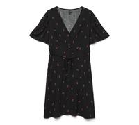 Vero Moda Damen Viskose Mini-Kurzarmkleid VMAlba – Kirschenprint – V-Ausschnitt – Black Cherries XS