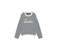 Strickpullover VERO MODA "VMAPPLE LS O-NECK PULLOVER BOO", Damen, Gr. S, birch stripes:navy blazer, Strick, Obermaterial: 80% Polyester, 20% Nylon, gestreift, regular fit, Rundhals, Pullover Strickpul