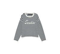 Strickpullover VERO MODA "VMAPPLE LS O-NECK PULLOVER BOO", Damen, Gr. L, birch stripes:navy blazer, Strick, Obermaterial: 80% Polyester, 20% Nylon, gestreift, regular fit, Rundhals, Pullover Strickpul