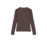 Langarmshirt VERO MODA "VMARIEL LS TOP JRS NOOS", Damen, Gr. S, chocolate martini, Jersey, Obermaterial: 85% Polyester, 15% Viskose, unifarben, normal normal, Rundhals, gewellter Abschluss, Shirts Lan
