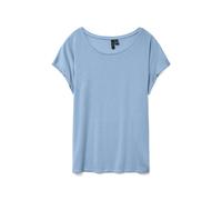 Rundhalsshirt VERO MODA "VMAVA PLAIN SS TOP GAJRS NOOS", Damen, Gr. L (40), blau (airy blau), Jersey, Obermaterial: 95% Lyocell, 5% Elasthan, unifarben, modisch, regular fit normal, Rundhals, Kurzarm,