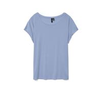Rundhalsshirt VERO MODA "VMAVA PLAIN SS TOP GAJRS NOOS", Damen, Gr. XL, brunnera blau, Jersey, Obermaterial: 95% Lyocell, 5% Elasthan, unifarben, regular fit normal, Rundhals, Shirts Rundhalsshirt, Ma