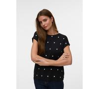 Vero Moda "VMAVA SS TOP MULTI AOP NOOS" Materialmix, regular fit (21218956-XS) schwarz aop:star snow weiß