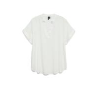 VERO MODA Damen Top Casual Splitneck umgeschlagene Ärmelbündchen Bluse Kurzarm, Farben:Weiß, Größe:S