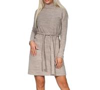 VERO MODA Damen Strick-Kleid VMBella kurzes Winterkleid mit Kragen und Gürtel 10315397 Silver Mink Melange XS