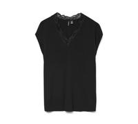 Blusentop VERO MODA "VMBELLA SL LACE TOP WVN GA NOOS", Damen, Gr. M (38), schwarz, Web, Obermaterial: 97% Viskose, 3% Elasthan, unifarben, modisch, regular fit normal, V-Ausschnitt, Kurzarm, Blusen (7