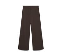Anzughose VERO MODA "VMBELLIS MW WIDE PANT NOOS", Damen, Gr. S, Länge 30, braun (chocolate torte), Milano Rib, Obermaterial: 49% Modal, 41% Polyester, 10% Elasthan, unifarben, oversize lang, Hosen Anz