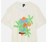 Kurzarmshirt VERO MODA "VMBETA METTE SS TOP BOX JRS GA", Damen, Gr. M (38), snow weiß print:monaco, Jersey, Obermaterial: 100% Baumwolle, bedruckt, modisch, loose fit, Rundhals, Kurzarm, Shirts (47378