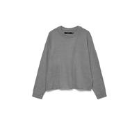 Strickpullover VERO MODA "VMBOOM LS O-NECK PULLOVER BOO", Damen, Gr. M, medium grau melange, Strick, Obermaterial: 85% Polyester, 7% Polyacryl, 5% Wolle, 3% Elasthan, unifarben, regular fit, Rundhals,