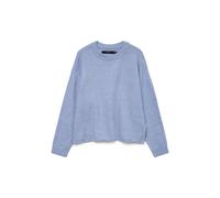 Strickpullover VERO MODA "VMBOOM LS O-NECK PULLOVER BOO", Damen, Gr. M, brunnera blau detail:melange, Strick, Obermaterial: 85% Polyester, 7% Polyacryl, 5% Wolle, 3% Elasthan, meliert, regular fit, Ru