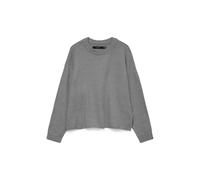 Strickpullover VERO MODA "VMBOOM LS O-NECK PULLOVER BOO", Damen, Gr. S, medium grau melange, Strick, Obermaterial: 85% Polyester, 7% Polyacryl, 5% Wolle, 3% Elasthan, unifarben, regular fit, Rundhals,