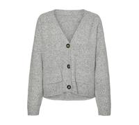 VERO MODA Damen VMBOOM LS V-Neck Button Cardigan GA NOOS Strickjacke, Light Grey Melange, XS