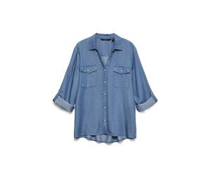 Vero Moda - VMBREE 7/8 SLEEVE LOOSE TENCEL SHIRT GA Medium Blue Denim - Gr. - XL