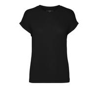 Kurzarmpullover VERO MODA "VMBRIANNA SS O-NECK PULLOVER BOO REP", Damen, Gr. L, schwarz (schwarz detail:solid), Feinstrick, Obermaterial: 58% Viskose, 38% Polyester, 4% Elasthan, unifarben, normal nor