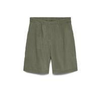 Shorts VERO MODA "VMCAIA BERMUDA WVN NOOS", Damen, Gr. S, N-Gr, deep lichen grün, Web, Obermaterial: 90% Baumwolle, 10% Leinen, unifarben, regular fit kurz, Hosen Shorts, Baumwollmischung, regular fit