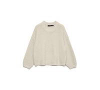 VERO MODA Relaxed Fit Strickpullover mit Woll-Anteil Modell 'CARMEN' in Ecru, Größe M