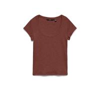 Kurzarmshirt VERO MODA "VMCHLOE CS SHORT U-NECK NOOS", Damen, Gr. S, braun (burnt henna), Jersey, Obermaterial: 95% Baumwolle, 5% Elasthan, unifarben, normal, tiefer Rundhals, Shirts, Baumwollmischung