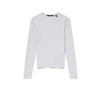 Langarmshirt VERO MODA "VMCHLOE LS SHORT TOP JRS NOOS", Damen, Gr. XL, grau (light grau melange), Feinripp, Obermaterial: 95% Baumwolle, 5% Elasthan, unifarben, slim fit normal, Rundhals, Shirts Langa