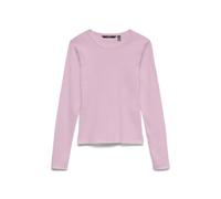 Langarmshirt VERO MODA "VMCHLOE LS SHORT TOP JRS NOOS", Damen, Gr. XS (34), rosa (roseate spoonbill), Feinripp, Obermaterial: 95% Baumwolle, 5% Elasthan, unifarben, slim fit normal, Rundhals, Shirts L