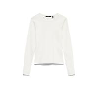 Langarmshirt VERO MODA "VMCHLOE LS SHORT TOP JRS NOOS", Damen, Gr. L, weiß (snow weiß), Feinripp, Obermaterial: 95% Baumwolle, 5% Elasthan, unifarben, slim fit normal, Rundhals, Shirts Langarmshirt, B
