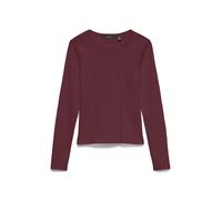 Langarmshirt VERO MODA "VMCHLOE LS SHORT TOP JRS NOOS", Damen, Gr. L, windsor wine, Feinripp, Obermaterial: 95% Baumwolle, 5% Elasthan, unifarben, slim fit normal, Rundhals, Shirts Langarmshirt, Baumw