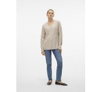 VERO MODA - VMCREWLEFILE LS V-NECK BLOUSE NOOS birch - Gr. - M