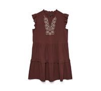 Tunikakleid VERO MODA "VMDICTHE EMB SHORT DRESS WVN GA", Damen, Gr. M, N-Gr, andorra detail:birch embroidery, Web, Obermaterial: 100% Baumwolle, bestickt, unifarben, regular fit kurz, V-Ausschnitt, Kl