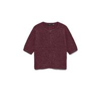 Strickjacke VERO MODA "VMDOFFY 2/4 O-NECK BUTTON CARDIGAN NOOS", Damen, Gr. XL, windsor wine detail:with schwarz melange, Strick, Obermaterial: 94% Polyester, 3% Elasthan, 3% Nylon, meliert, regular f