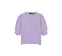 Rundhalspullover VERO MODA "VMDOFFY 2/4 O-NECK PULLOVER GA NOOS", Damen, Gr. XS, rosa (orchid bloom detail:melan), Strick, Obermaterial: 94% Polyester, 3% Elasthan, 3% Nylon, meliert, regular fit norm