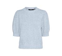 Rundhalspullover VERO MODA "VMDOFFY 2/4 O-NECK PULLOVER GA NOOS", Damen, Gr. L, blau (cashmere blau detail:melange), Strick, Obermaterial: 94% Polyester, 3% Elasthan, 3% Nylon, meliert, regular fit no