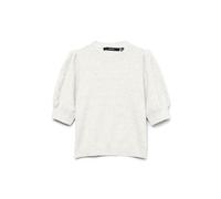 Kurzarmpullover VERO MODA "VMDOFFY 2/4 O-NECK PULLOVER GA NOOS", Damen, Gr. XS (34), weiß (snow weiß detail:melange), Strick, Obermaterial: 94% Polyester, 3% Elasthan, 3% Nylon, meliert, modisch, regu