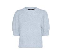 Rundhalspullover VERO MODA "VMDOFFY 2/4 O-NECK PULLOVER GA NOOS", Damen, Gr. M, cashmere blau detail:melange, Strick, Obermaterial: 94% Polyester, 3% Elasthan, 3% Nylon, meliert, regular fit normal, R