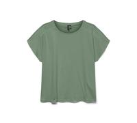 Kurzarmshirt VERO MODA "VMEMMY SS LACE TAPE TOP JRS GA NOOS", Damen, Gr. XS (34), grün (hedge grün), Jersey, Spitze, Obermaterial: 100% Baumwolle, unifarben, modisch, regular fit normal, Rundhals, Kur