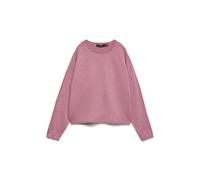 Strickpullover VERO MODA "VMEXCITING PLAIN LS O-NK ROLL PULLOV BOO", Damen, Gr. S, rosa (holly berry detail:melange), Strick, Obermaterial: 72% Polyester, 18% Polyacryl, 10% Nylon, meliert, regular fi