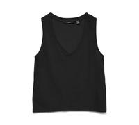 Shirttop VERO MODA "VMGINA LACE TANK TOP JRS NOOS", Damen, Gr. L, schwarz, Jersey, Obermaterial: 51% Viskose, 37% Polyester, 8% Leinen, 4% Elasthan, unifarben, normal, V-Ausschnitt, Tops Shirttop, Vis