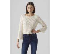 Vero Moda Strickpullover mit Lochmuster Modell 'GINGER' in Beige, Größe S