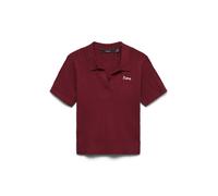Polokragenpullover VERO MODA "VMGOLD CABLE SS POLONECK PULLOVER", Damen, Gr. M, biking rot detail:with birch emb., Strick, Obermaterial: 50% Viskose, 28% Polyester, 22% Nylon, unifarben, regular fit n