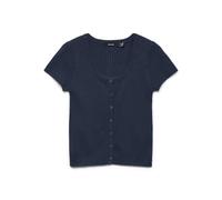 VERO MODA Vmgold Rib Ss U-Neck Button Top