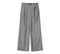 Anzughose VERO MODA "VMHAILEY HW WIDE PLEAT PANT NOOS", Damen, Gr. 38, Länge 30, medium grau melange, Web, Obermaterial: 80% Polyester, 20% Viskose, unifarben, weit lang, Hosen Anzughose, Hose mit wei