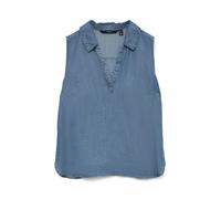 VERO MODA - VMHARPER SL COLLAR SHORT TENCEL TOP GA Medium Blue Denim - Gr. - XS