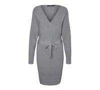 VERO MODA Damen Vmhollyrem V-neck Dress Ga Noos Kleid, Medium Grey Melange, L EU