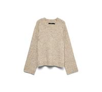 Vero Moda Regular Fit Strickpullover mit Woll-Anteil Modell 'INGRID' in Sand Melange, Größe M