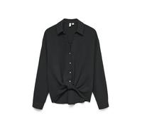 Hemdbluse VERO MODA "VMIZZY LS DETAIL SHIRT WVN BTQ GA", Damen, Gr. XS, schwarz, Obermaterial: 100% Polyester, unifarben, regular fit, Blusen Hemdbluse, mit geknoteter Front (50156420-XS) schwarz