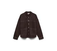 Jeansjacke VERO MODA "VMJAMIE LS DENIM SHACKET MIX NOOS", Damen, Gr. L, braun (chocolate torte detail:washed), Denim/Jeans, Obermaterial: 80% Baumwolle, 20% Polyester, loose fit normal, Jacken Jeansja