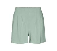 Shorts VERO MODA "VMJESMILO HW SHORTS WVN NOOS", Damen, Gr. M (38), N-Gr, grün (silt grün), Web, Obermaterial: 55% Viskose, 45% Leinen, unifarben, regular fit kurz, Hosen Shorts, Viskosemischung, regu