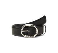 Synthetikgürtel VERO MODA "VMKAJA COATED BELT NOOS", Damen, Gr. 80, schwarz detail:silber, Lederimitat, kontrastfarbene Details, unifarben, Gürtel (22809817-80) schwarz detail:silber