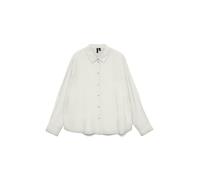 Hemdbluse VERO MODA "VMKAJA LS SHIRT WVN", Damen, Gr. XL, snow weiß, Obermaterial: 83% Viskose, 17% Nylon, unifarben, regular fit, Blusen Hemdbluse, mit Streifen (55315358-XL) snow weiß